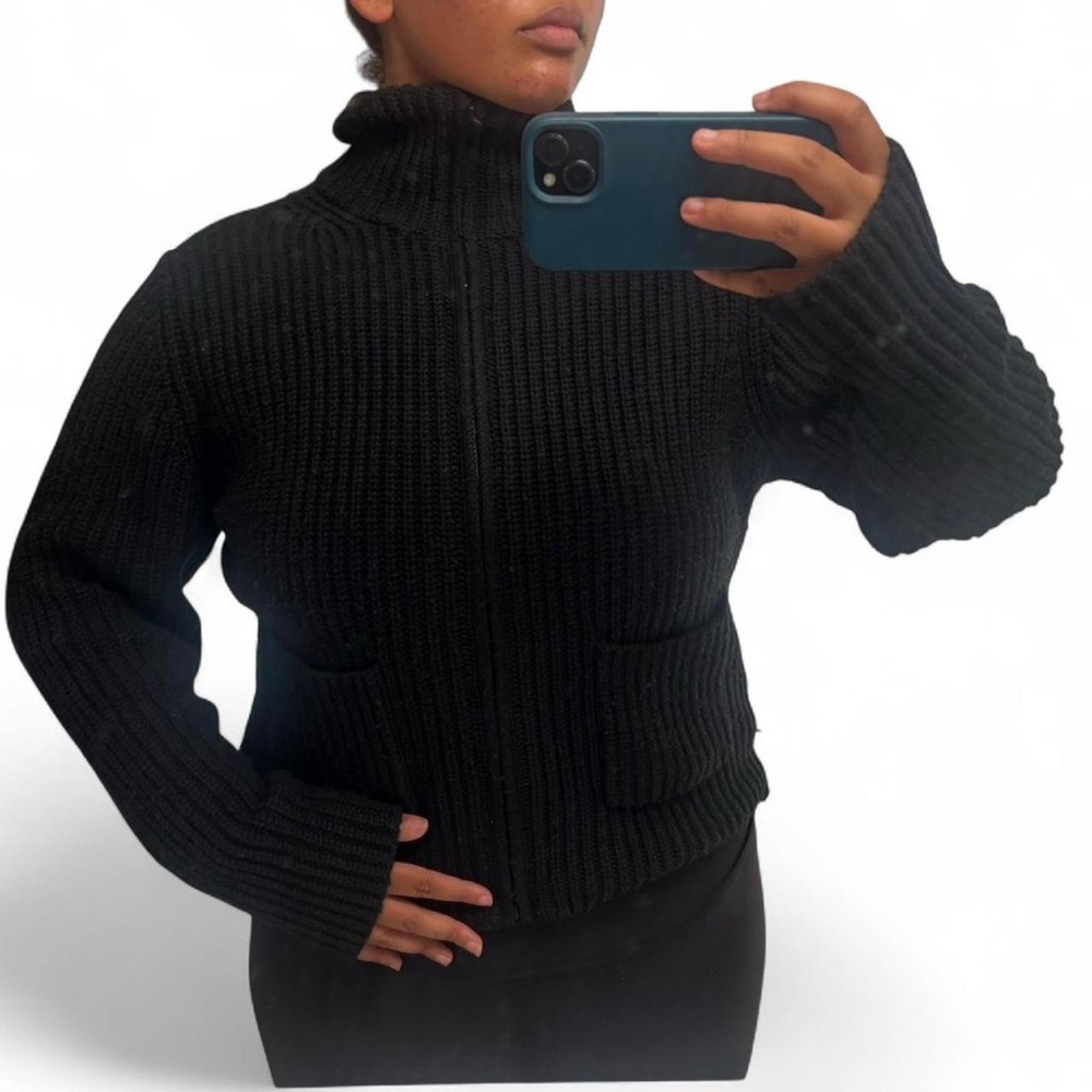 UNIQ LO Black knit Zip-Up Hoodie